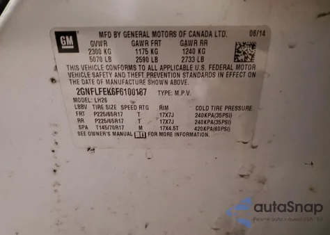 2015 Chevrolet Equinox Lt из США, поврежденный, VIN 2GNFLFEK6F6100187